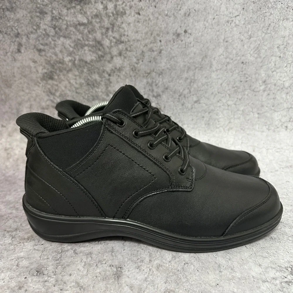Orthofeet Rosel Orthopedic Boots Womens 11 Black Hands-Free Slip-On Leather